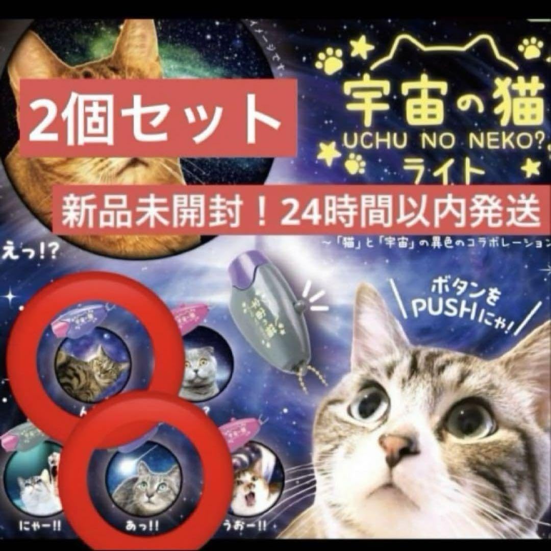 Amazon.co.jp: 宇宙の猫ライト 2個セット ん？ あっ : ペット用品